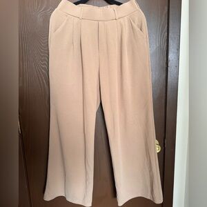Elegant Tan Wide Leg Women's Pants